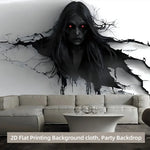 3D Horror Ghost Tapestry – Red-Eyed Phantom Wall Hanging, Halloween Haunted House Decor for Bedroom, Dorm, Parties & Background Displays