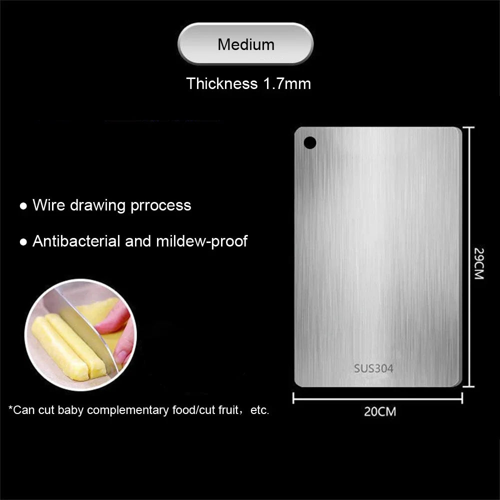 KitchenAed 316 Stainless Steel Panel and Chopping Board Kitchen Household Thickened Double Sided Cutting Board Block Kneading Dough Board