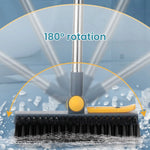 ACRDDK 3 in 1 Floor Scrub Brush 180 Degree Rotation with Adjustable V-Shaped Broom Long Handle Bathroom Kitchen Floor Crevice Cleaning
