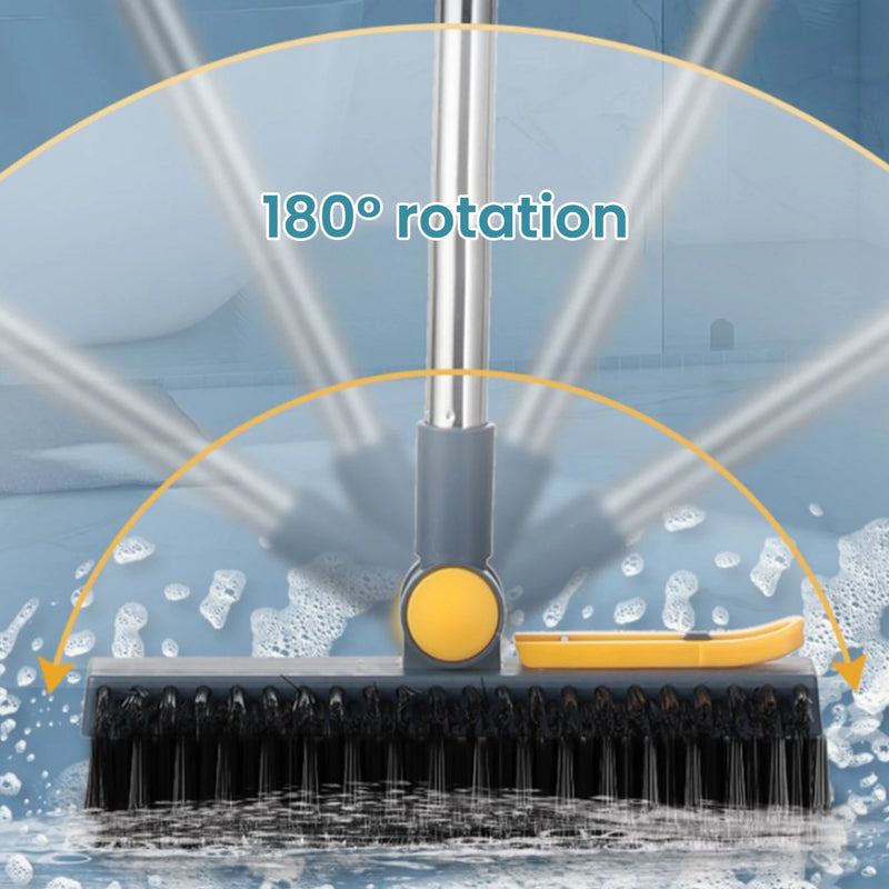 ACRDDK 3 in 1 Floor Scrub Brush 180 Degree Rotation with Adjustable V-Shaped Broom Long Handle Bathroom Kitchen Floor Crevice Cleaning