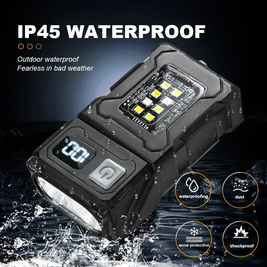 Clip-On Mini Portable LED Flashlight with Side COB Light Magnetic Tail USB Rechargeable