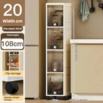 Storage Queen 20cm-Flip lid slit storage cabinet, kitchen slit shelf, bathroom multi-layer plastic snack cabinet, narrow-edge storage cabinet