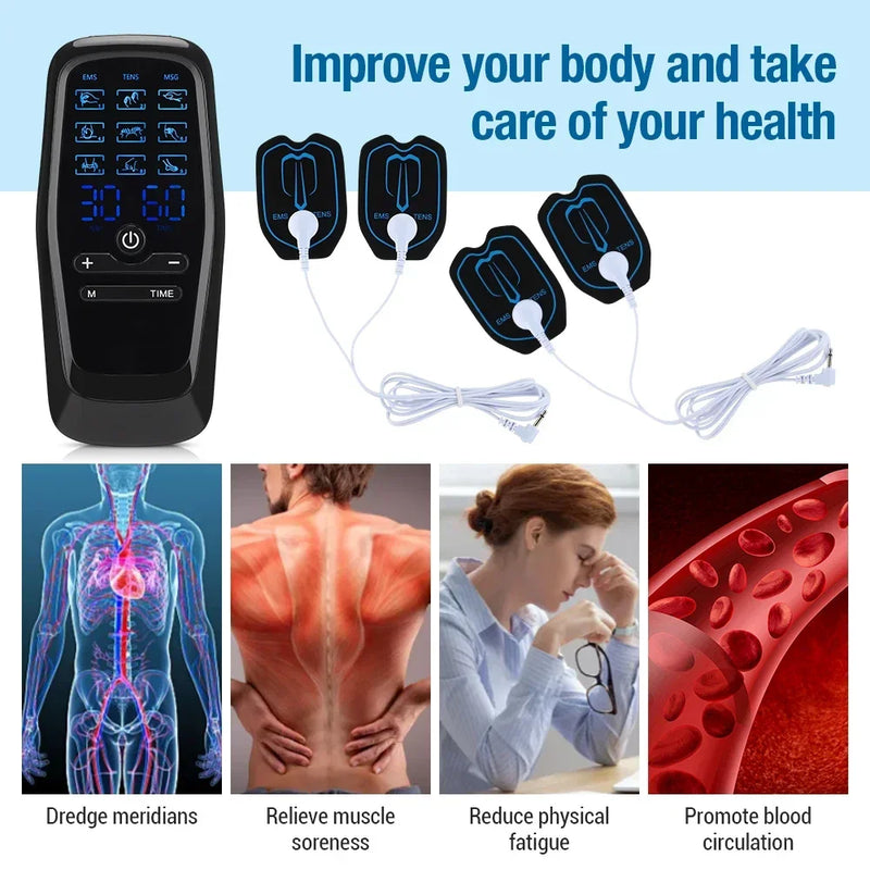 EMS Tens Muscle Stimulator Electric Full Body Massager 9 Modes 30 Levels Digital Pulse Physical Therapy Simulate Back Massage