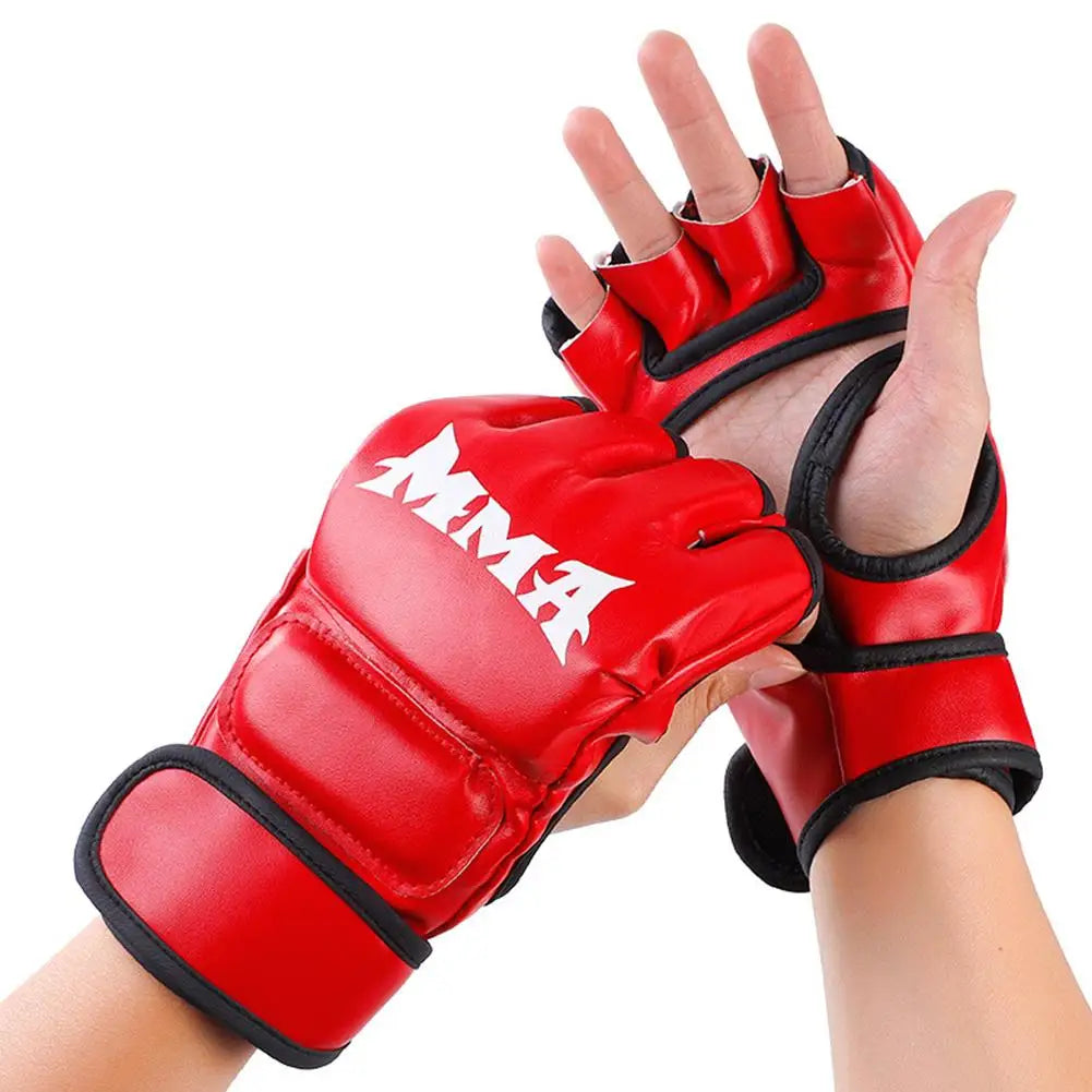 Half Finger Boxing Gloves Pu Leather Mma Fighting Kick Gloves Sanda Training Mma Taekwondo Boxing Sandbag Adult Tkd Fight G H6l5