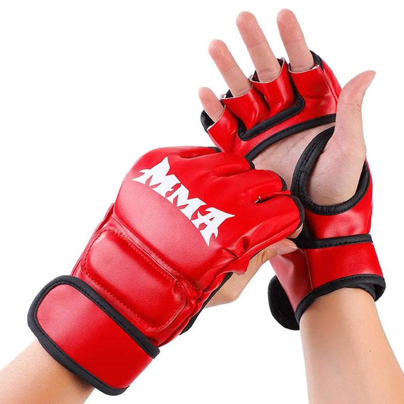 Half Finger Boxing Gloves Pu Leather Mma Fighting Kick Gloves Sanda Training Mma Taekwondo Boxing Sandbag Adult Tkd Fight G H6l5