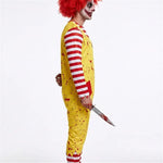 Adult Killer Clown Costume Set – Striped Long-Sleeve Jumpsuit with Matching Socks, Scary Halloween Carnival Outfit, Haunted House & Cosplay Costume
