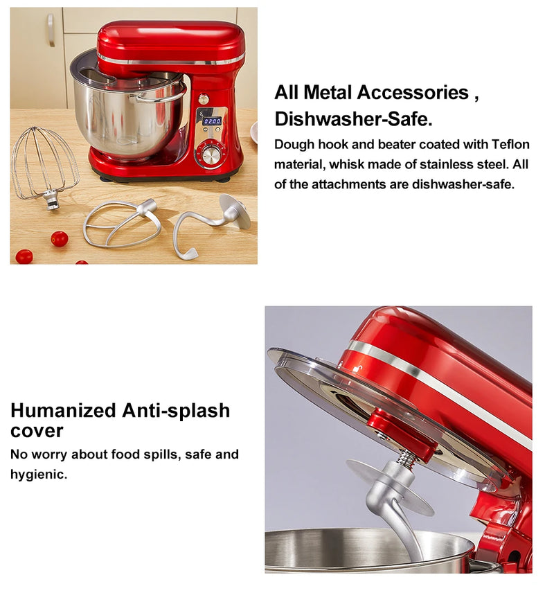 BioloMix Kitchen Food Stand Mixer, Blender, Quiet Motor, Cream Egg Whisk, Whip Dough Kneader, 6-Speed, 1200 W, 6 L