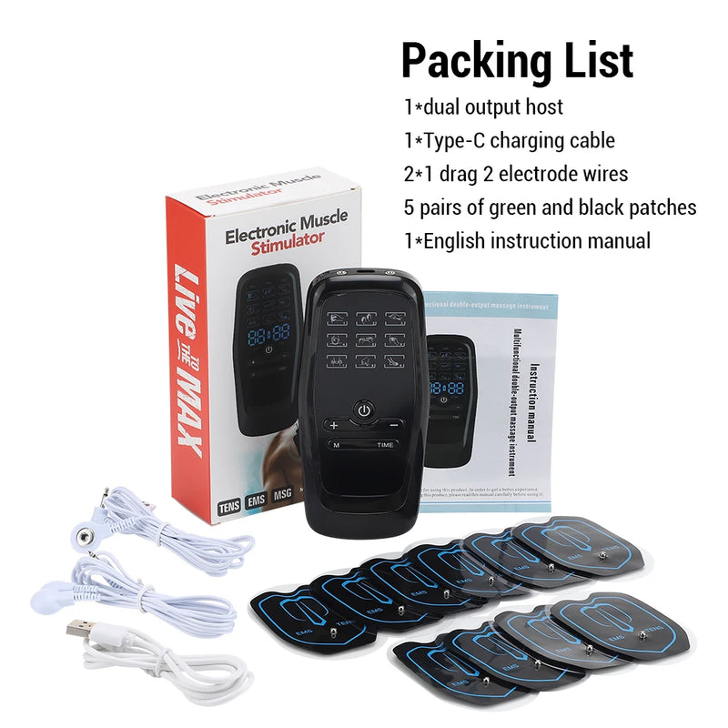 EMS Tens Muscle Stimulator Electric Full Body Massager 9 Modes 30 Levels Digital Pulse Physical Therapy Simulate Back Massage