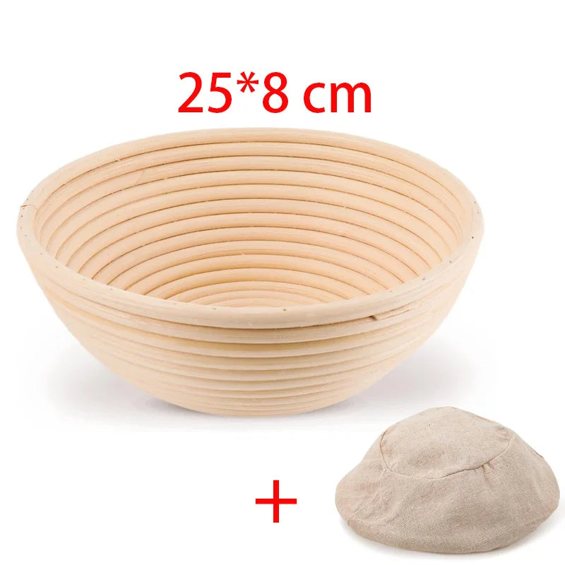 KeMorii Natural Rattan Bread Proofing Basket Handmade Rattan Wicker Baking Bowl Dough Fermentation Sourdough Banneton Bread Basket