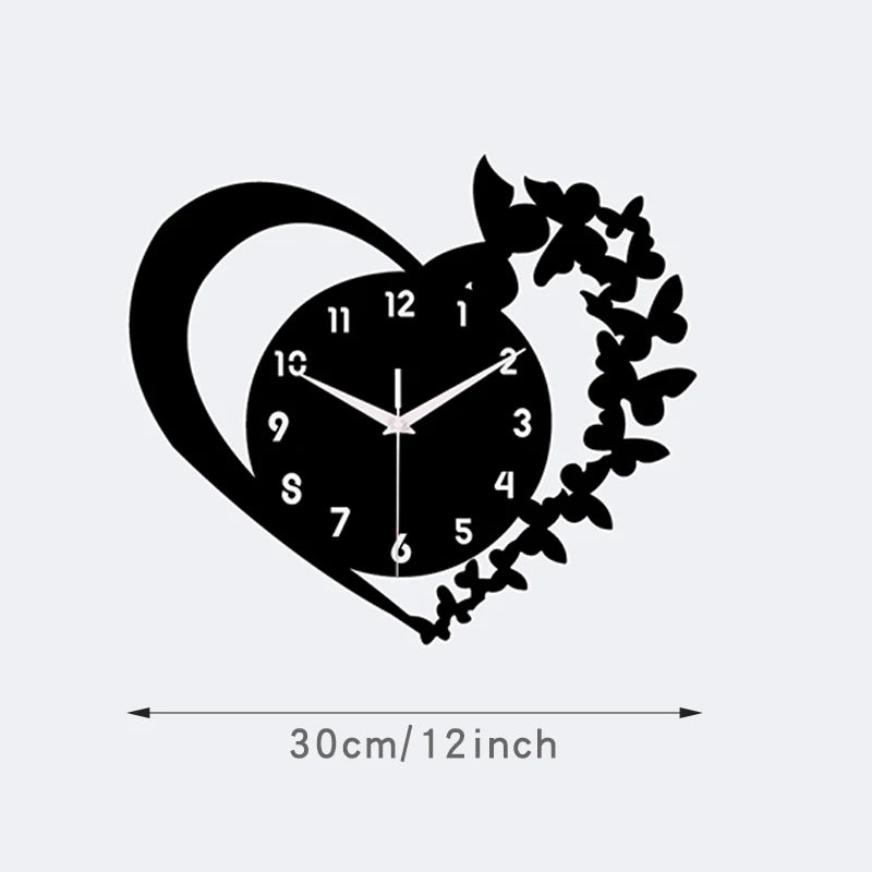 east Home Heart shaped frameless design acrylic silent clock living room bedroom home decoration Mother's Day New Year Easter gift