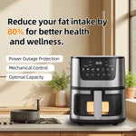 DIVEDEER 4L Household Visual Air Fryer - Large Capacity, Multifunctional, Stainless Steel Design for Home Use (Freidora Aire)