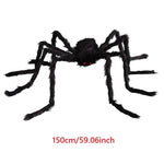Giant Black Plush Spider Halloween Decoration – 30–200cm Scary Spider Prop for Haunted Houses, Indoor & Outdoor Parties and Horror Decor