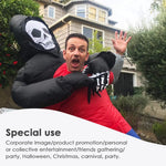 Adult Inflatable Grim Reaper Carrying Person Costume Scary Halloween Cosplay Outfit for Party, Pranks, Performances & Stage Shows