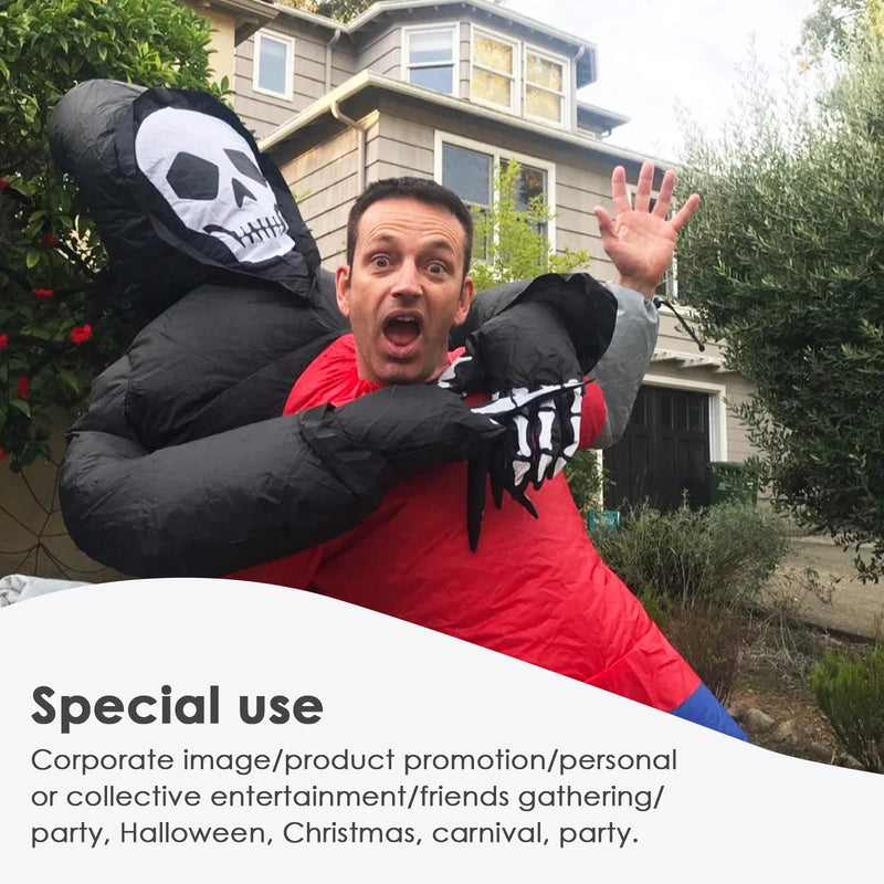 Adult Inflatable Grim Reaper Carrying Person Costume Scary Halloween Cosplay Outfit for Party, Pranks, Performances & Stage Shows