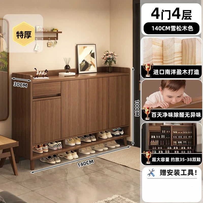 MOYU Multi-Function Pine Wood Shoe Cabinet Storage Furnitur Modern Freestanding Entryway Shoe Rack with Home Organization Furniture