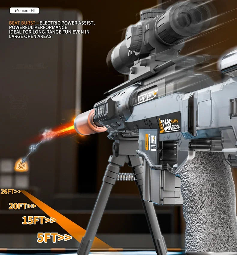 Toy Sniper Electric Water Gun Toy Automatic MSR-Bracket Continuous Shoot