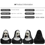 Scary Nun Mask Halloween Costume Bloody Horror Devil Face with Headwrap