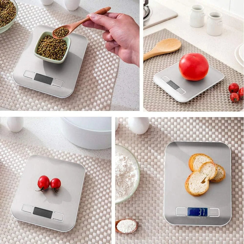 east Essentials Digital Kitchen Scale 10/5kg-1g LED Display Stainless Steel Panel Electronic Scales for Home Food Snacks Weighing Baking Tools