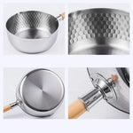 MYVIT Stainless Steel Saucepan with Lid Solid wood handle with hook Multipurpose Saucepan with Pour Spouts, Sauce Pot, Cooking Pot