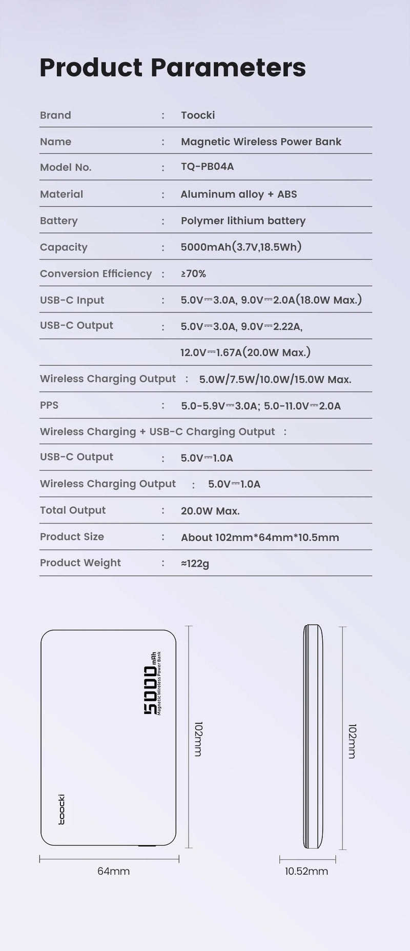 Toocki Magnetic Power Bank 5000mAh