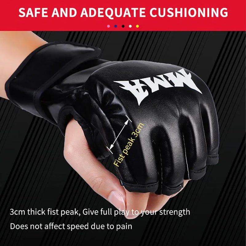 Half Finger Boxing Gloves Pu Leather Mma Fighting Kick Gloves Sanda Training Mma Taekwondo Boxing Sandbag Adult Tkd Fight G H6l5