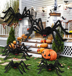 Giant Black Plush Spider Halloween Decoration – 30–200cm Scary Spider Prop for Haunted Houses, Indoor & Outdoor Parties and Horror Decor