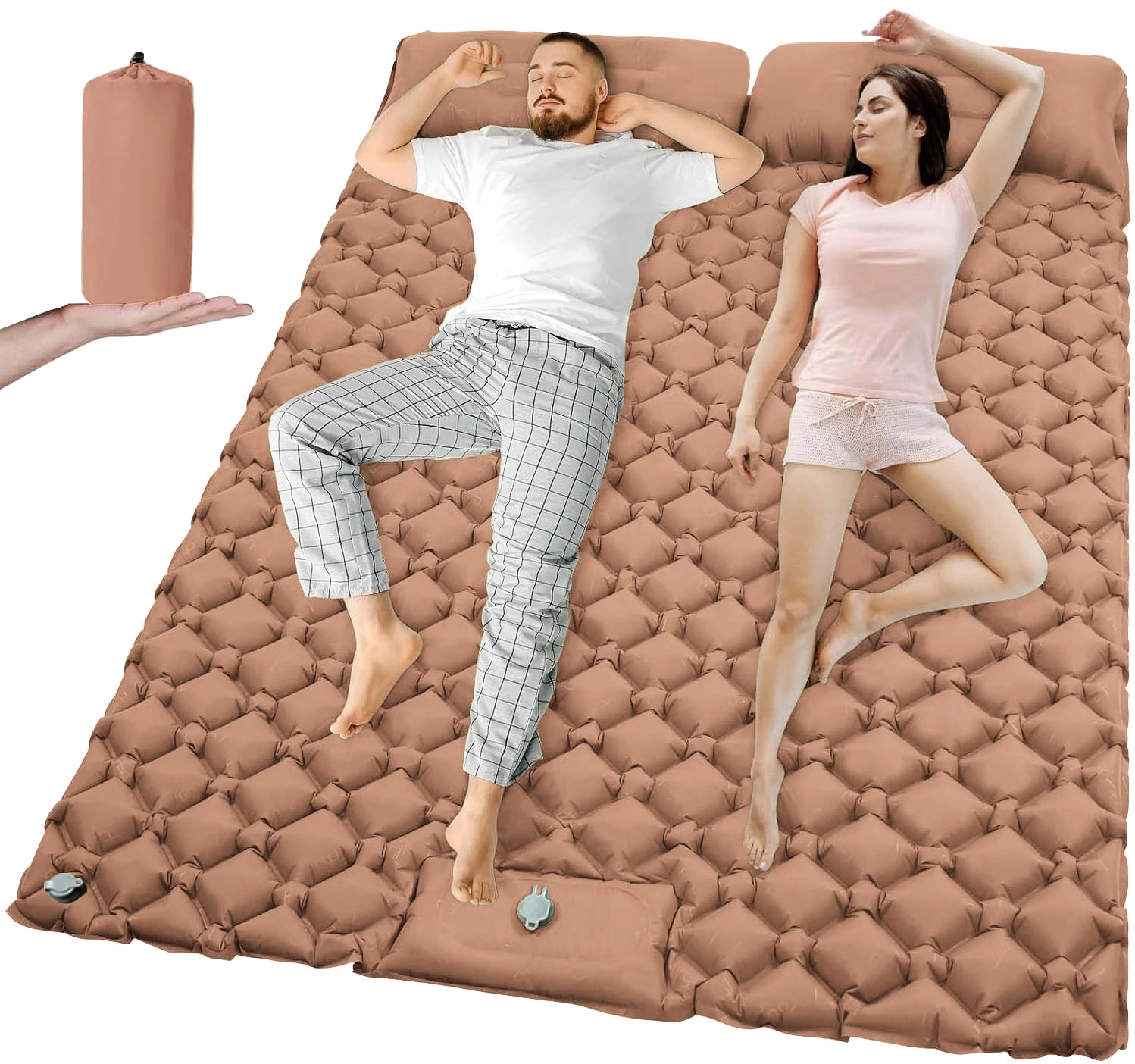 Outdoor Camping Double Inflatable Mattress Extra Wide Sleeping Pad Ultralight Folding Bed Sleeping Mat Car Travel Mat