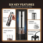 MasterBro Electric Salt and Pepper Grinder Automatic Rechargeable Pepper Mill Shakers External Adjustable Coarseness Kitchen Appliances