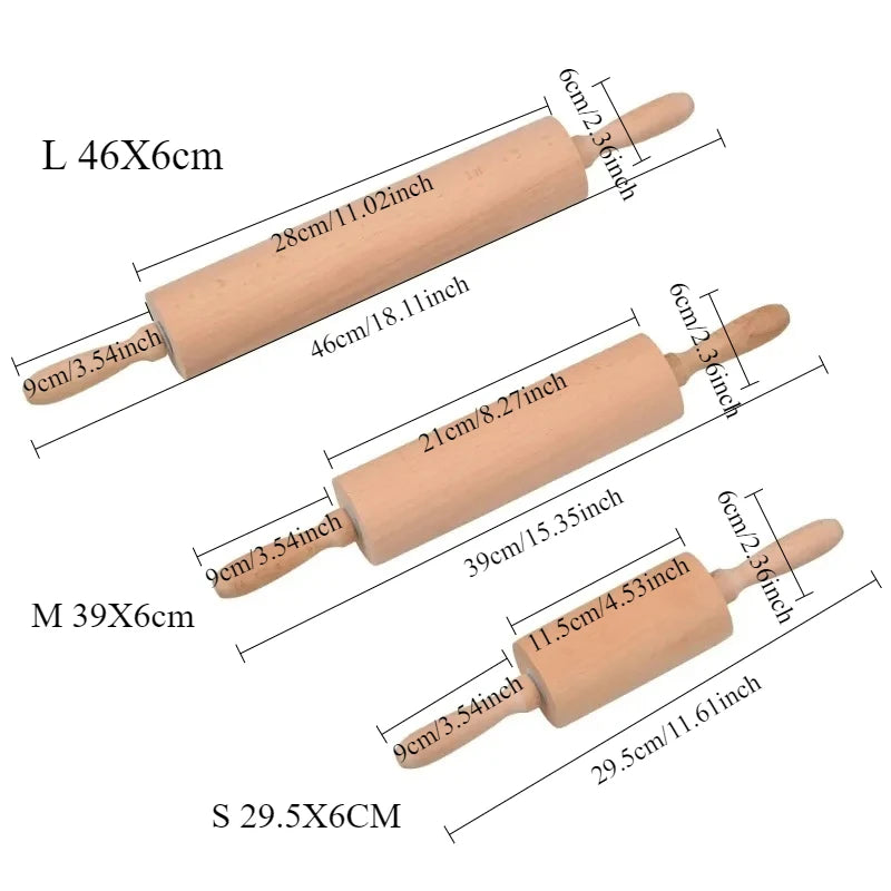 Beccarat Wooden Rolling Pin Professional Dough Roller Non-Stick Rolling Pin for Pasta Dough Pizza Baking Cookies Biscuit Fondant Cake