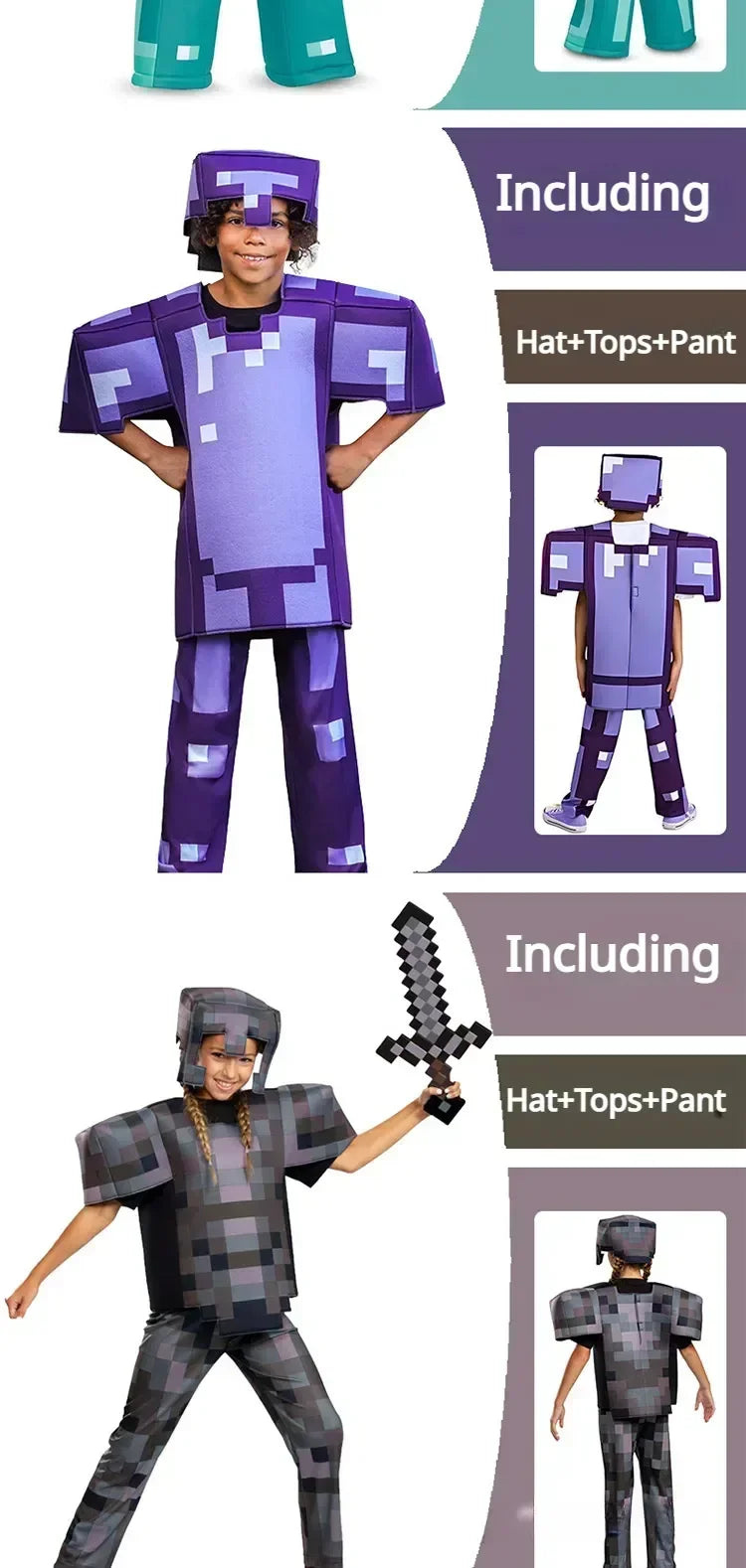 Pixel Adventure Role-Play Costume Set for Kids – Game-Inspired Boys' & Girls' Outfit for Holiday Parties, Stage Performances & Christmas Gifts