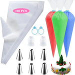 Silicone Piping Bags and Tips Set Cake DIY Decorating Kit with Stainless Steel Nozzle Reusable Silicone Pastry Baking tool