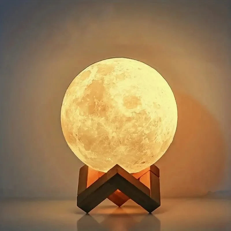east Home Planet Lamp Moon Galaxy Night Light Art Painting Graffiti Birthday Gift Bedroom Living Room Decoration (With Stand)