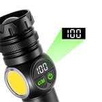 Gondiah Camping High Strong Power LED Flashlights USB Rechargeable Magnetic Tactical Torch with COB Side Light Camping Fishing Zoom Lantern