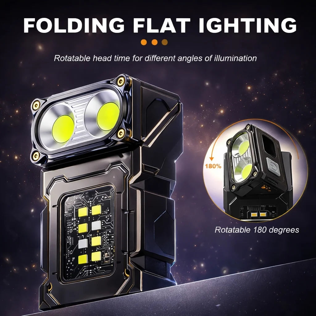 Clip-On Mini Portable LED Flashlight with Side COB Light Magnetic Tail USB Rechargeable
