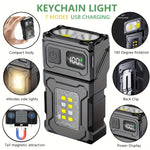 Clip-On Mini Portable LED Flashlight with Side COB Light Magnetic Tail USB Rechargeable