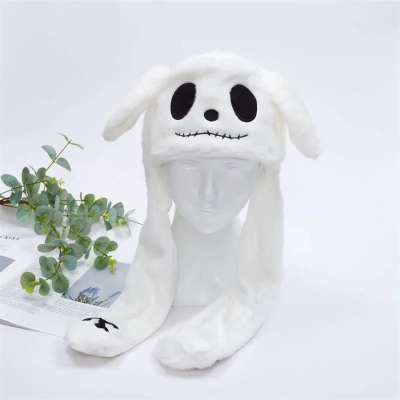 Halloween Moving Ear Plush Hat – Pumpkin, Skeleton & Monster Cartoon Cosplay Hat with Press-to-Jump Ears