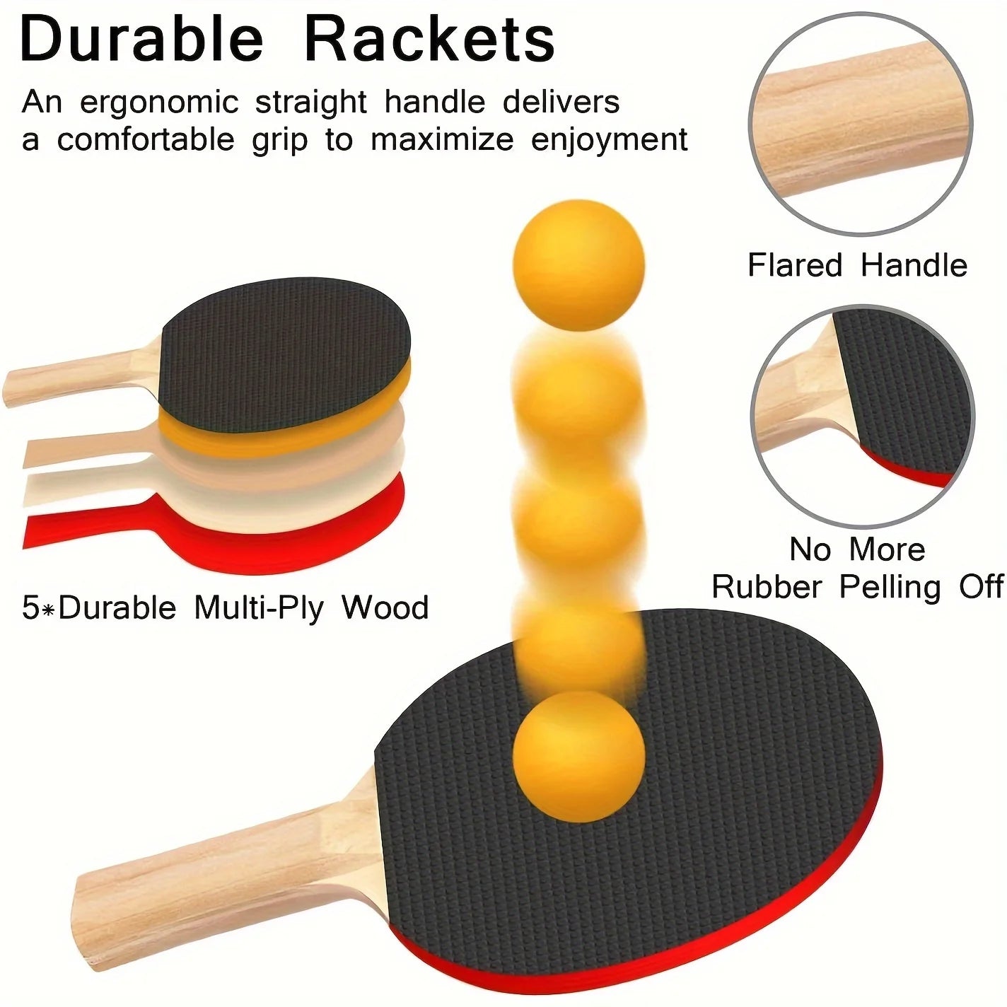 Ping Pong Paddle Set, Portable Table Tennis Set with Retractable Net & Carry Bag,40+ Ping-Pong Balls