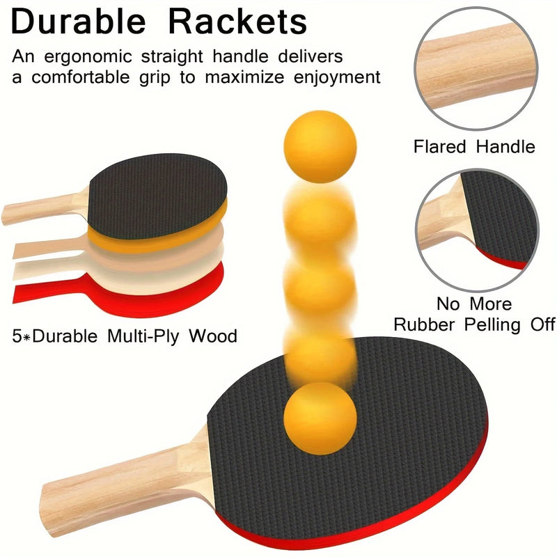 Ping Pong Paddle Set, Portable Table Tennis Set with Retractable Net & Carry Bag,40+ Ping-Pong Balls
