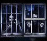 Halloween Horror Window Curtain Banner – Witch, Zombie & Ghost Hanging Decoration