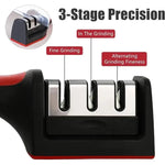 MasterBro 3-Segment Knife Sharpener Knife Sharpeners for Kitchen Knives Stainless Steel Three-Purpose Sharpening Stone for Kitchen Tools