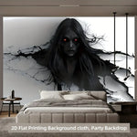 3D Horror Ghost Tapestry – Red-Eyed Phantom Wall Hanging, Halloween Haunted House Decor for Bedroom, Dorm, Parties & Background Displays