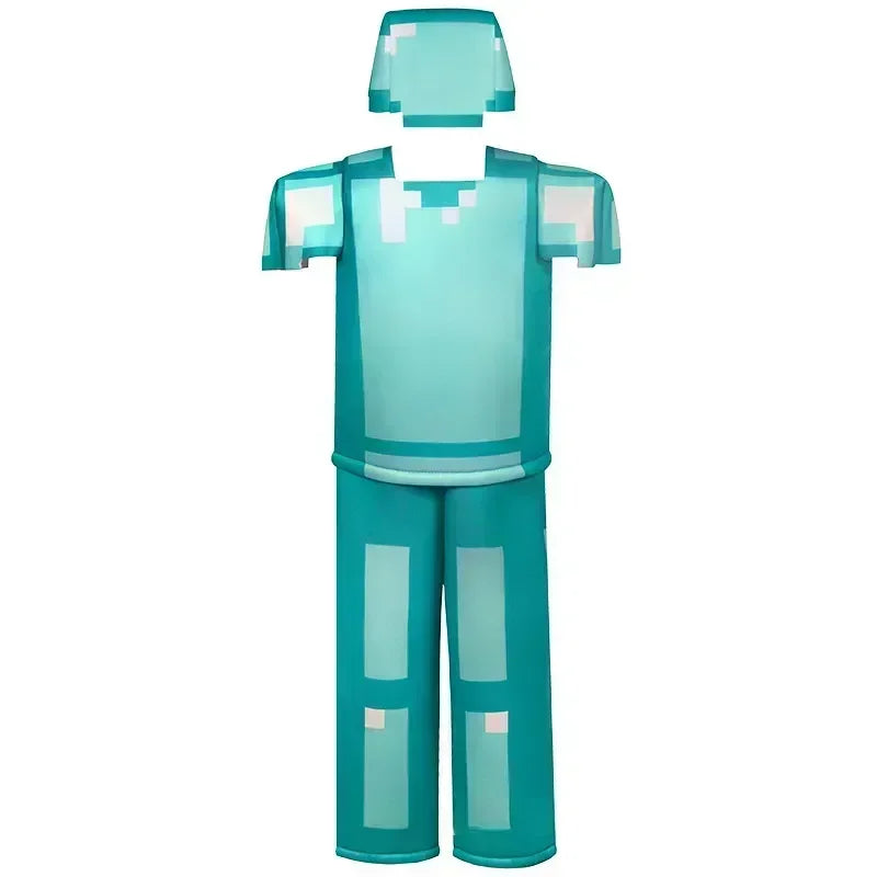 Pixel Adventure Role-Play Costume Set for Kids – Game-Inspired Boys' & Girls' Outfit for Holiday Parties, Stage Performances & Christmas Gifts