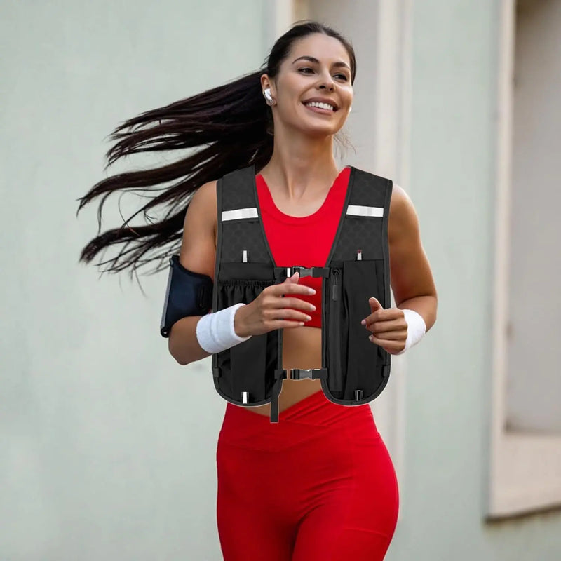 Reflective Lightweight Running Vest for Biking & Sports with Hydration Chest Pack Phone Storage Pocket Outdoor Gear