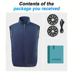 Lightweight Outdoor Cooling Vest - Men's 3-Speed 9-Blade Fan System for Camping, Fishing, Construction & Heat Relief