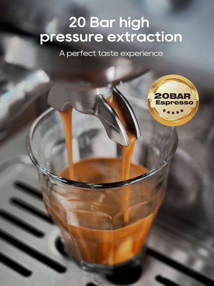 HiBREW 20Bar Semi Automatic Espresso Coffee Machine Temperature Adjustable 58mm Portafilter Cold/Hot Coffee Maker Metal