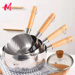 MYVIT Stainless Steel Saucepan with Lid Solid wood handle with hook Multipurpose Saucepan with Pour Spouts, Sauce Pot, Cooking Pot