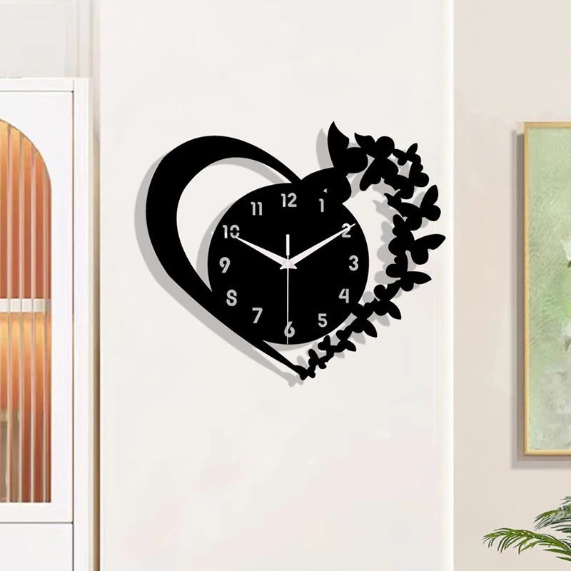 east Home Heart shaped frameless design acrylic silent clock living room bedroom home decoration Mother's Day New Year Easter gift