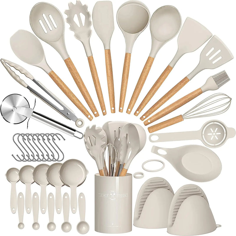 MasterBro 36pcs silicone utensil cooking set with holder