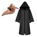 Medieval Plague Doctor Mask & Cloak Costume Set for Adults & Kids, Black Hooded Robe for Halloween Cosplay, Roleplay & Parties