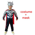 Thor Muscle Hero Cosplay Costume – Full-Body Superhero Jumpsuit with Hammer, Anime-Inspired Halloween & Carnival Costume Set for Kids